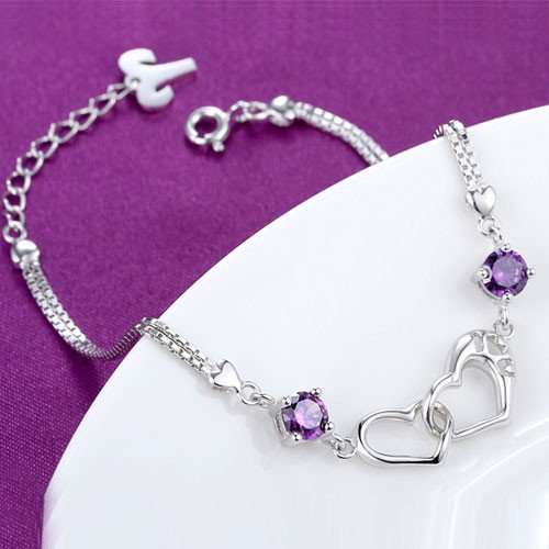 Jeulia Romantic Linked Heart Sterling Silver Bracelet