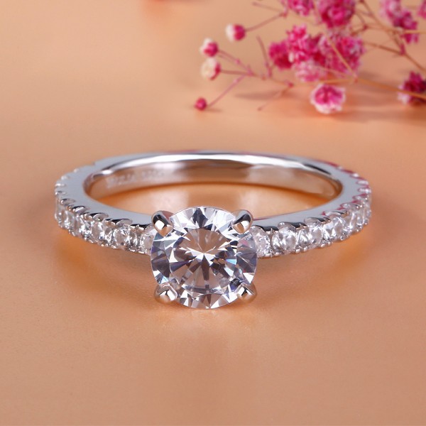 Jeulia Round Cut Created White Sapphire Engagement Ring