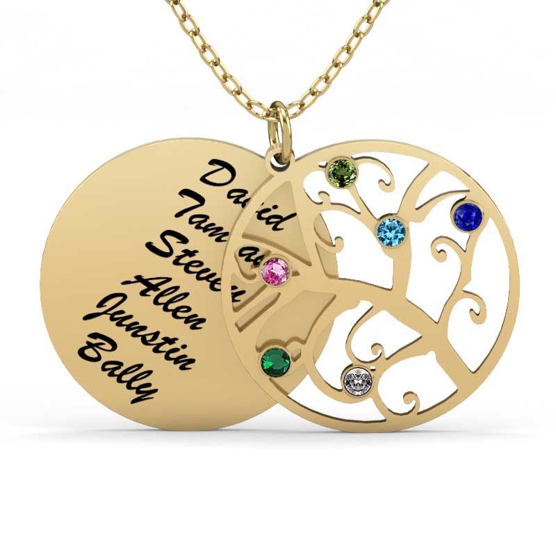 Filigree Tree Family Necklace with Birthstones Sterling Silver