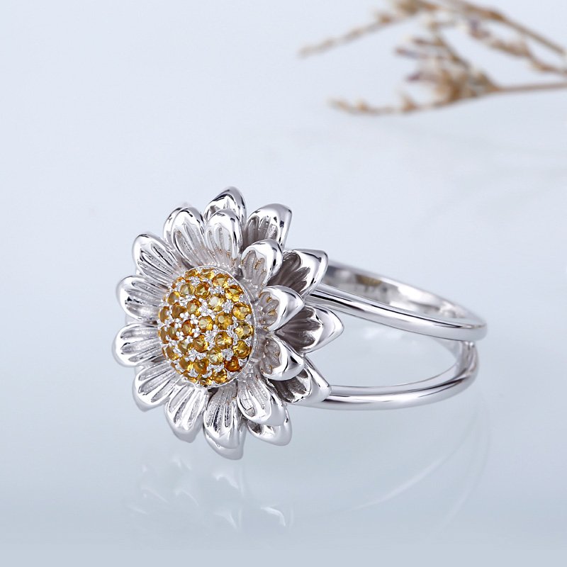 Jeulia Sunflower Sterling Silver Ring