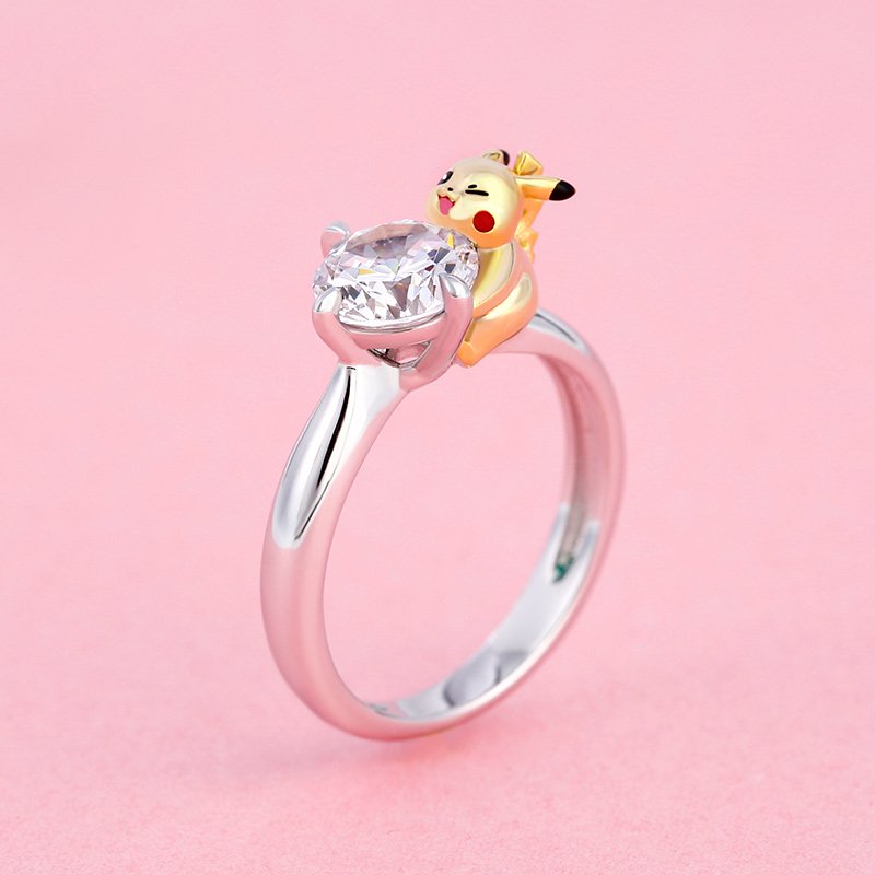 Jeulia Cute Round Cut Pikachu Sterling Silver Ring