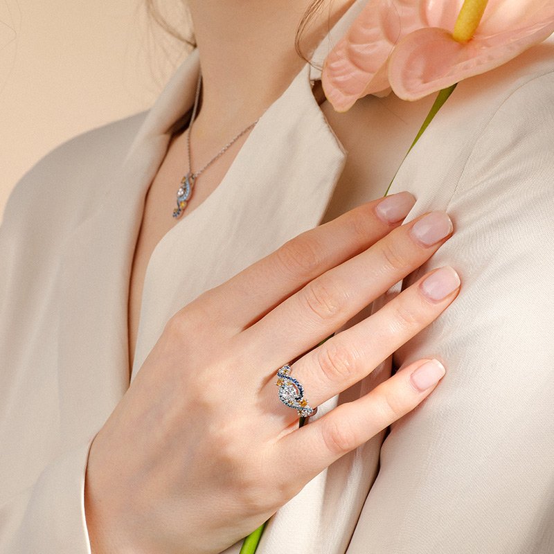 "Dreamy Secret" The Starry Night Inspired Sterling Silver Ring