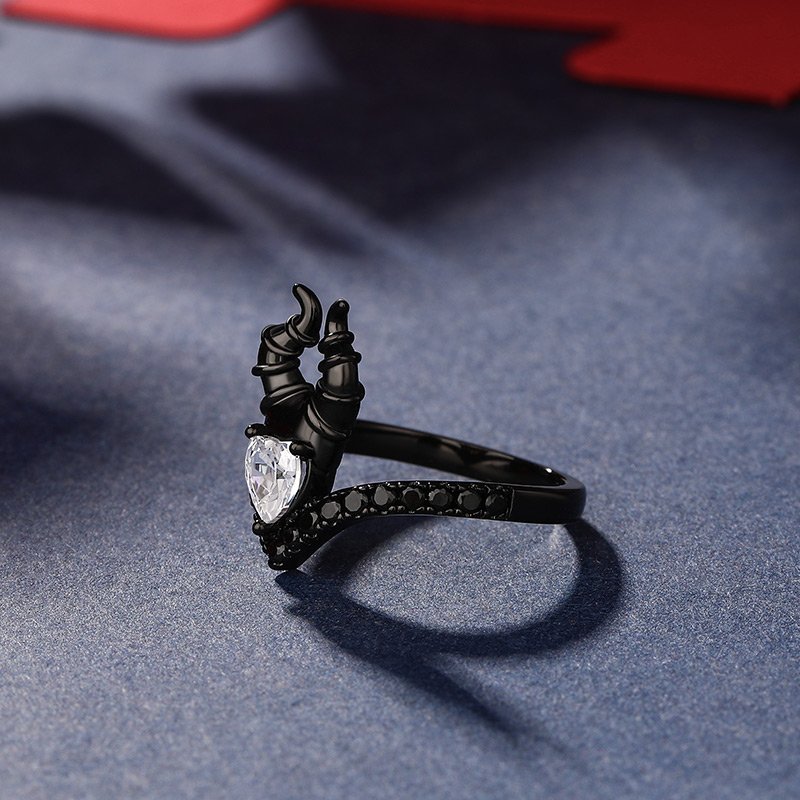 "My Godmother" Heart Cut Black Sterling Silver Ring