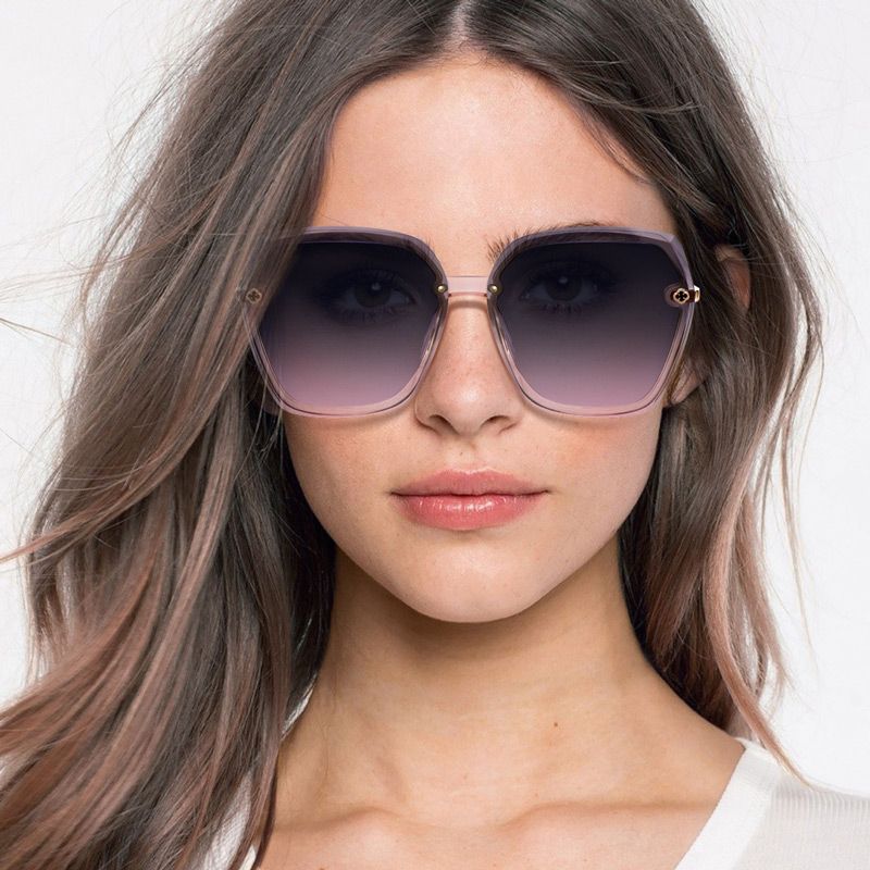 Jeulia "Floral Aroma" Hexagon Purple-Pink Gradient Women's Sunglasses