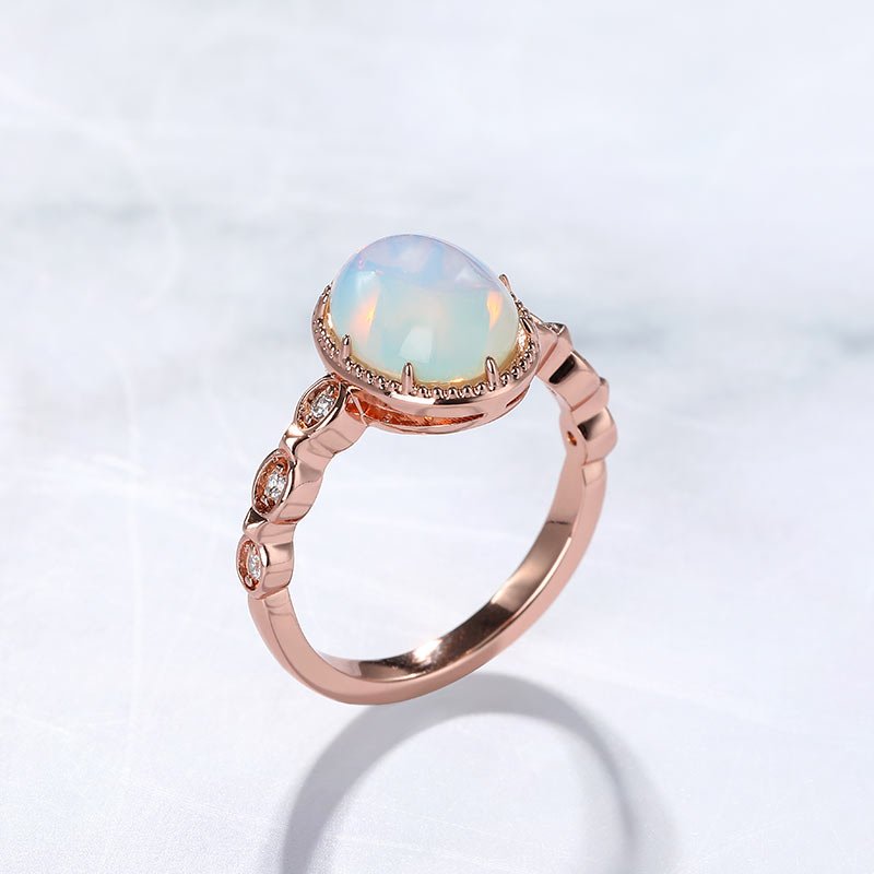 "Enchanting Moon" Oval Cut Moonstone Sterling Silver Ring