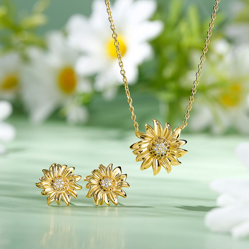 Sunflower necklace and earrings set