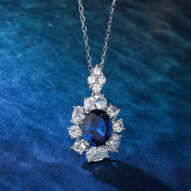 Halo Sapphire Necklace JENF0353