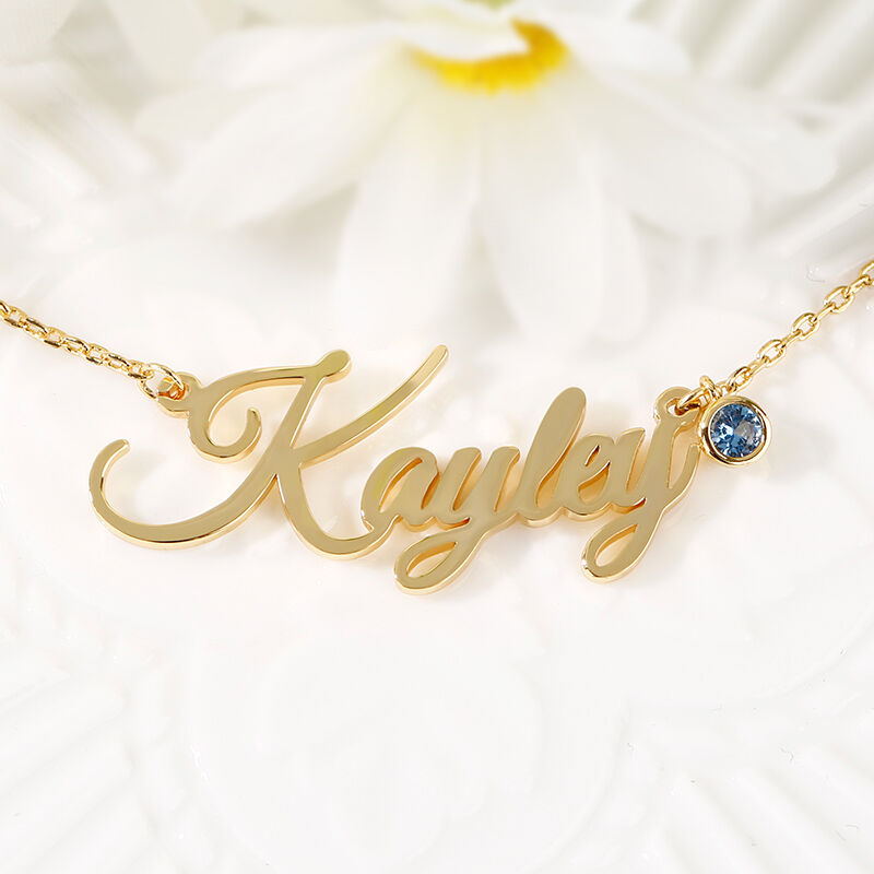 Name Necklace with Birthstone