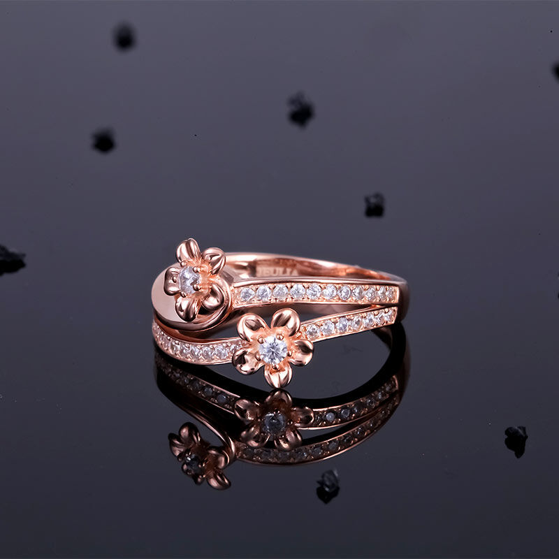 Rose Gold Flower Engagement Ring