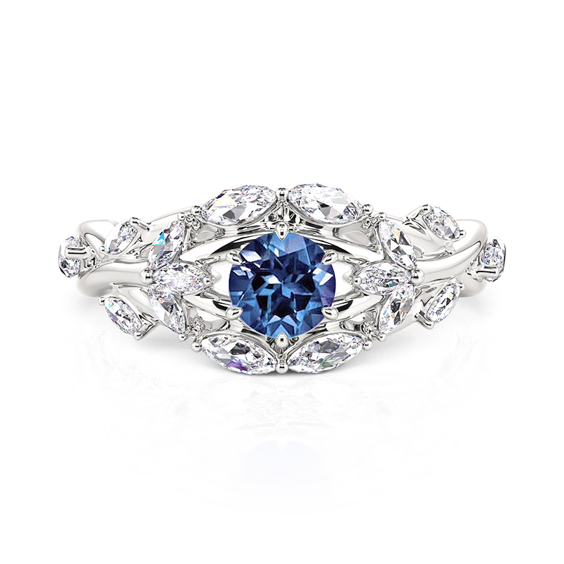 Flower and Leaf Alexandrite Ring