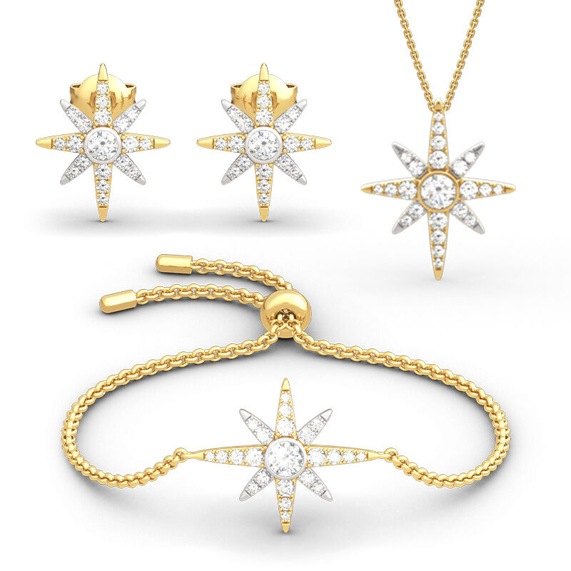 Jeulia Two Tone Star Sterling Silver Jewelry Set