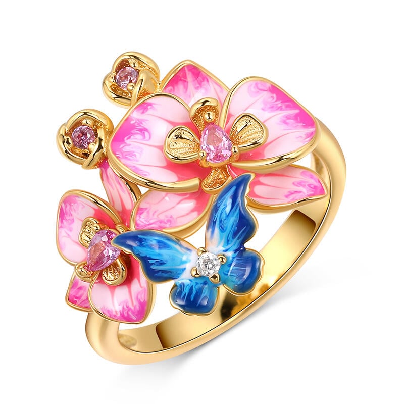 Enamel Butterfly Ring