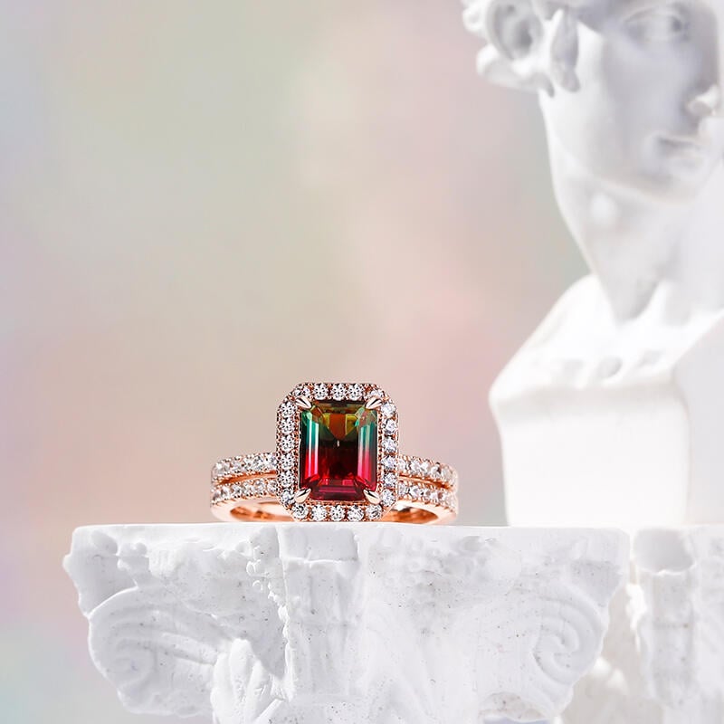 Halo Emerald Cut Engagement Ring