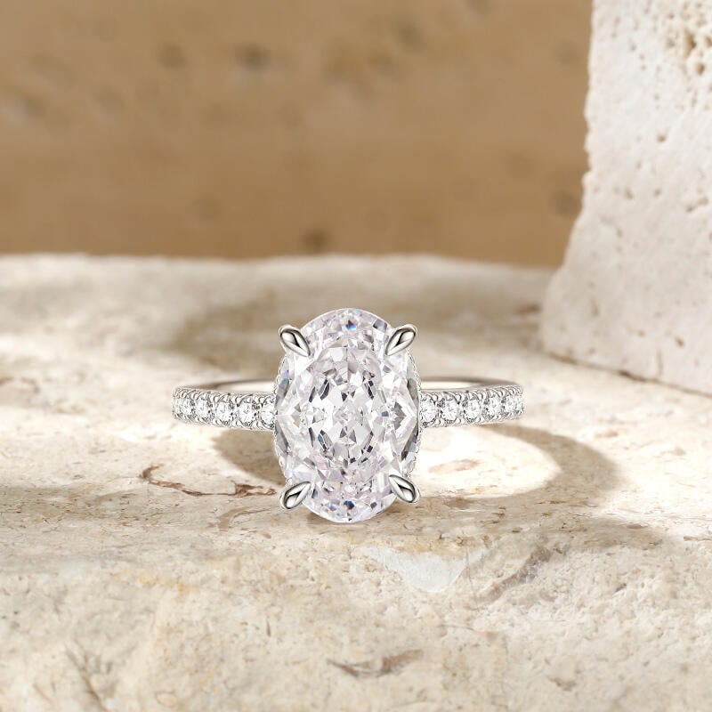 Oval Cut Hidden Halo Engagement Ring