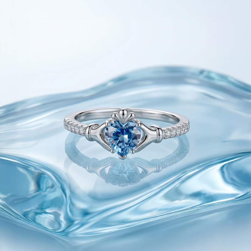 Custom Heart Birthstone Claddagh Ring