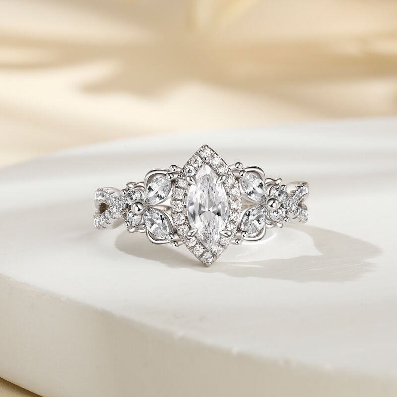 Halo Marquise Cut Engagement Ring