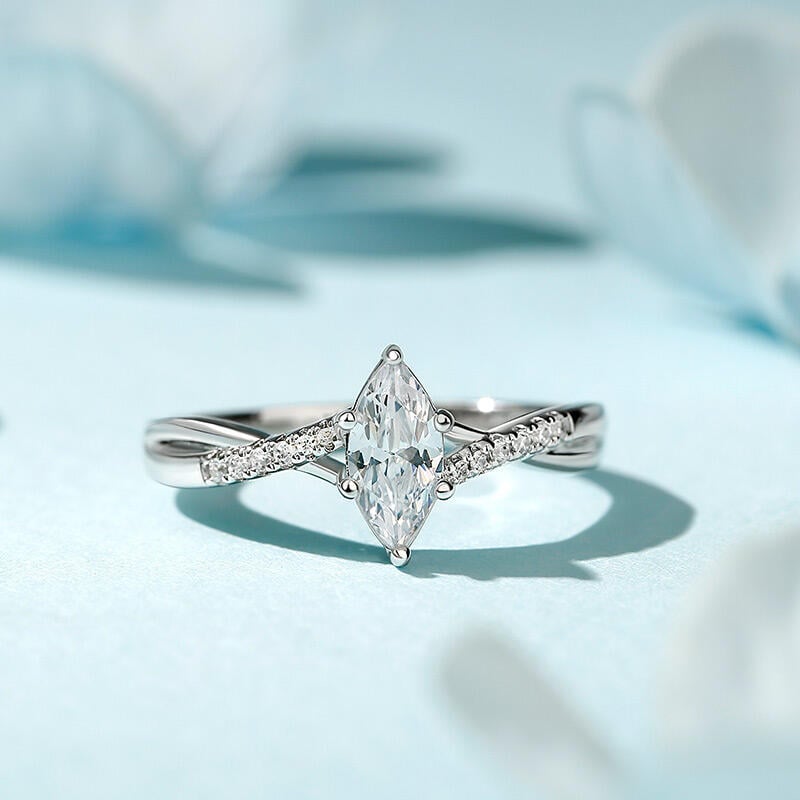 Twisted Marquise Cut Engagement Ring