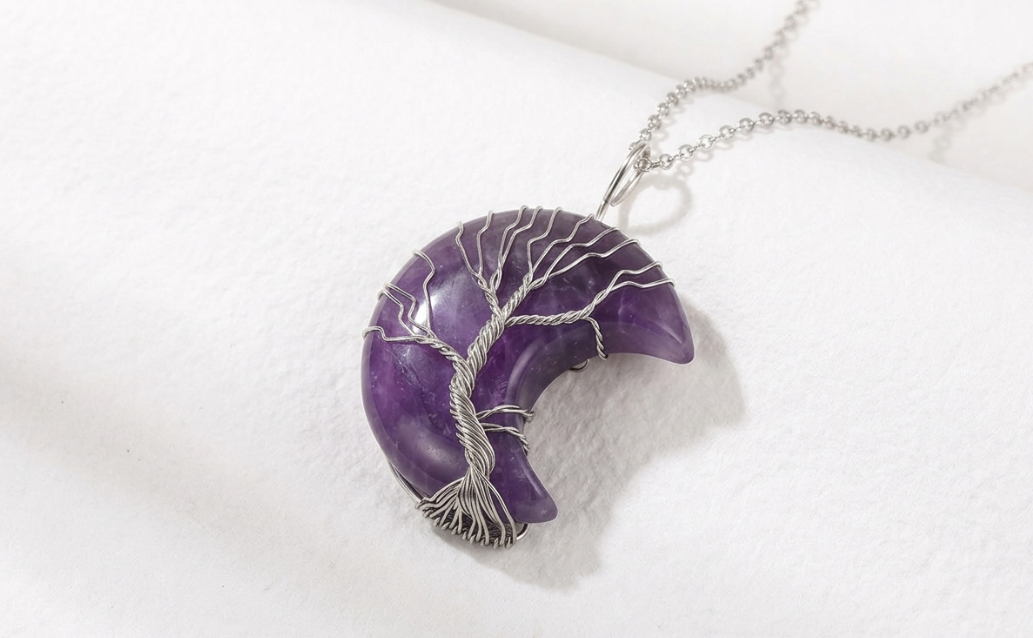 Crescent Moon Amethyst Necklace