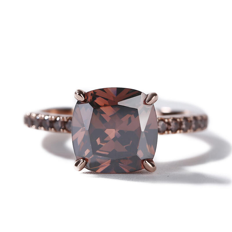 Cushion Cut Brown Diamond Solitaire Ring