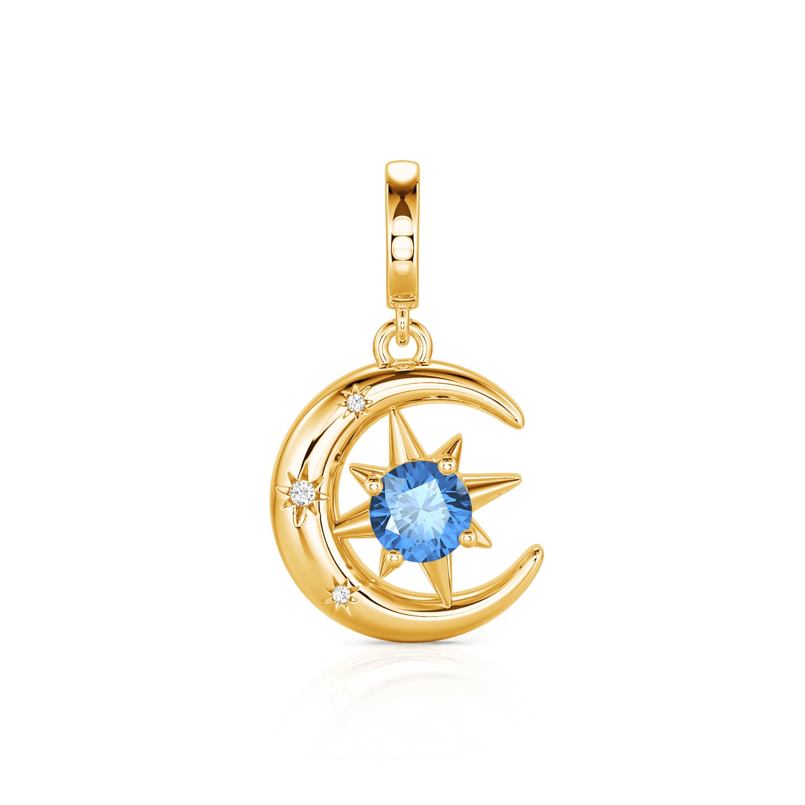Custom Moon and Star Birthstone Charm