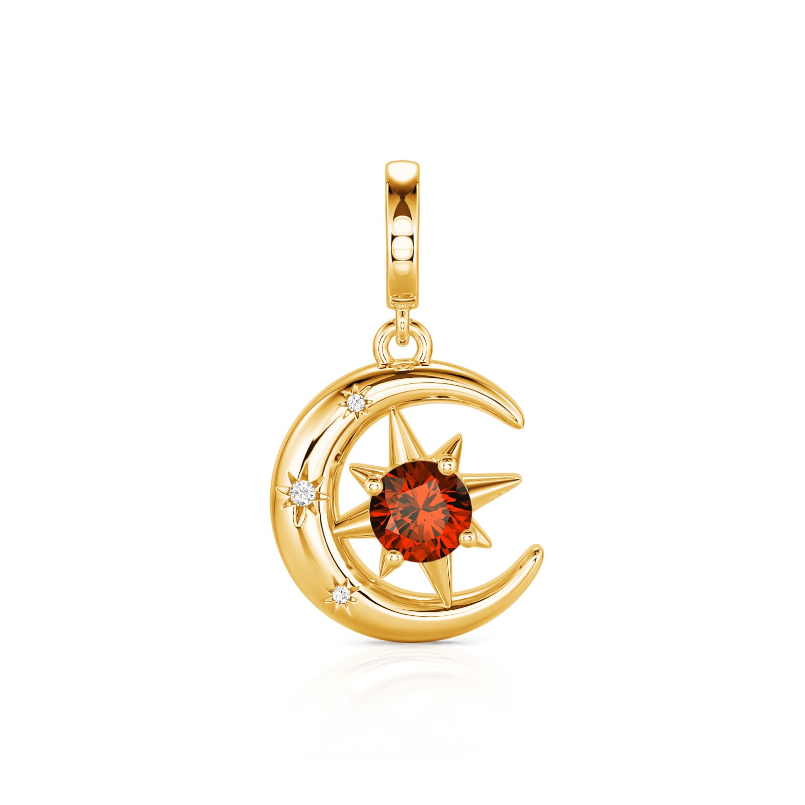 Moon and Star Birthstone Charm