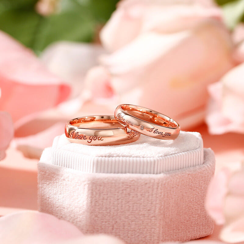 Rose Gold Engraved Couple Rings