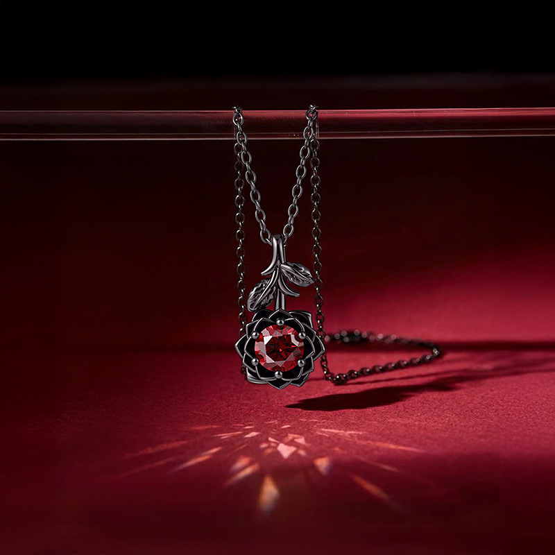 Custom Black Lotus Necklace with Birthstone
