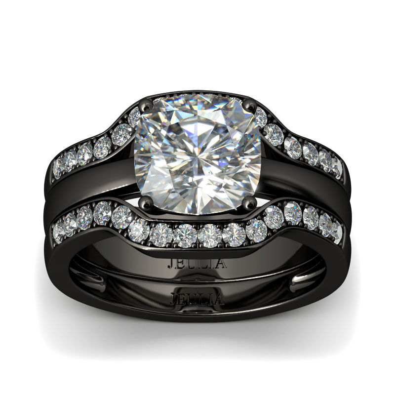 Black Cushion Cut Ring Set