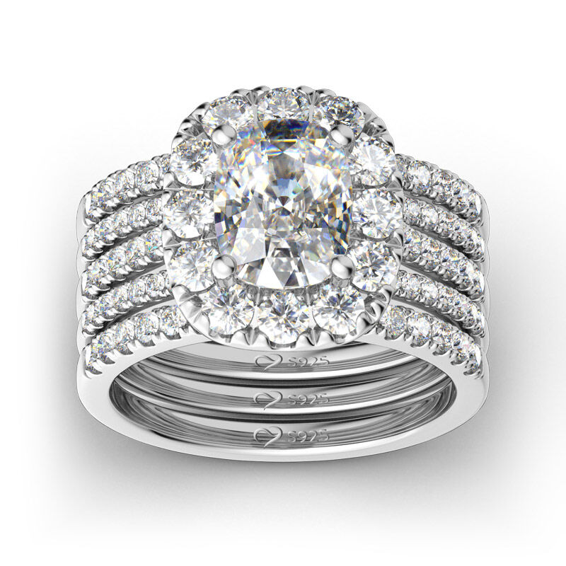 Elongated Cushion Cut Ring Set