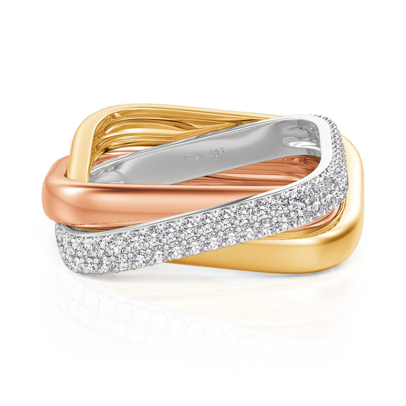 Geometric Trinity Wedding Band