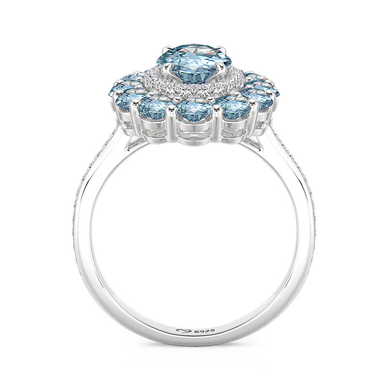 Halo Aquamarine Engagement Ring