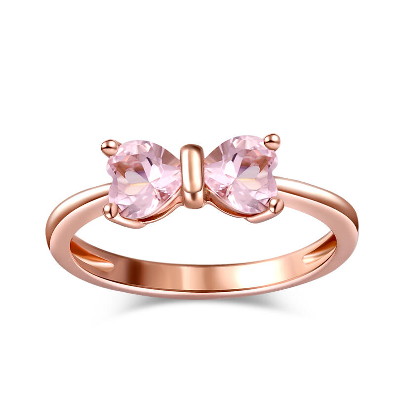 Heart Cut Pink Morganite Bowk Ring