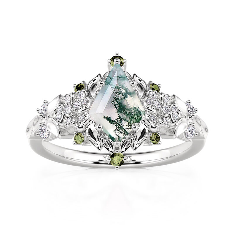 Moss Agate Engagement Ring