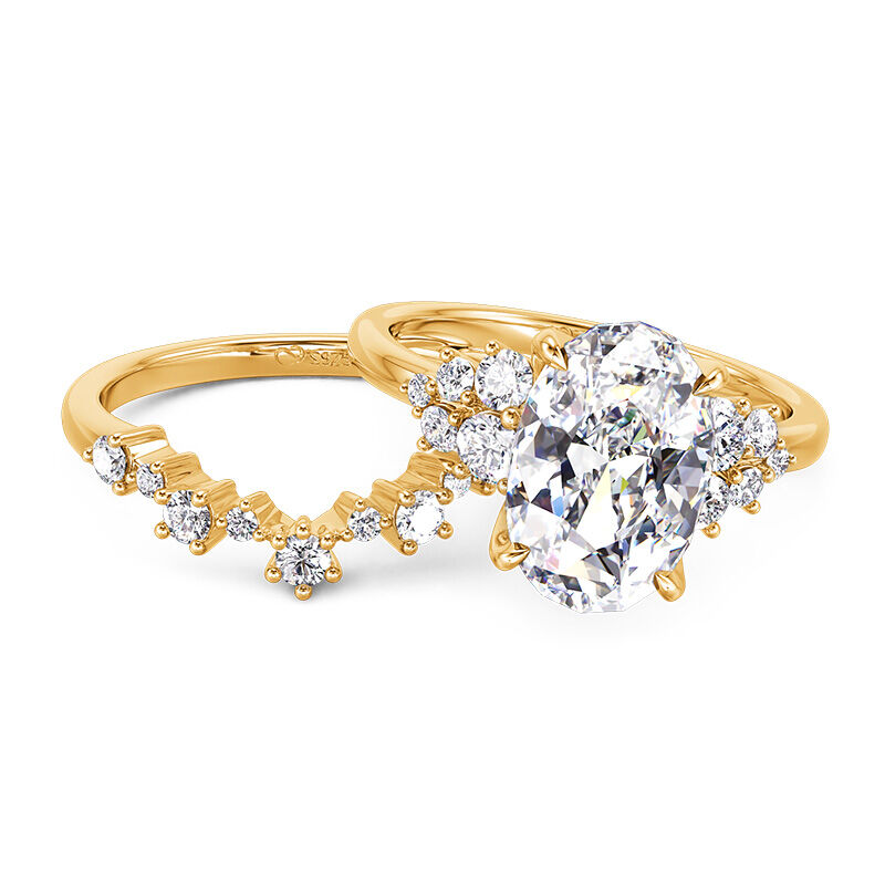 Oval Cut Gold Bridal Rings Set
