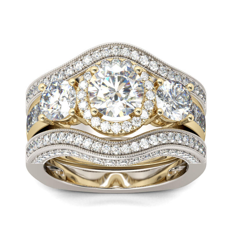 Pave Round Cut Bridal Ring Set