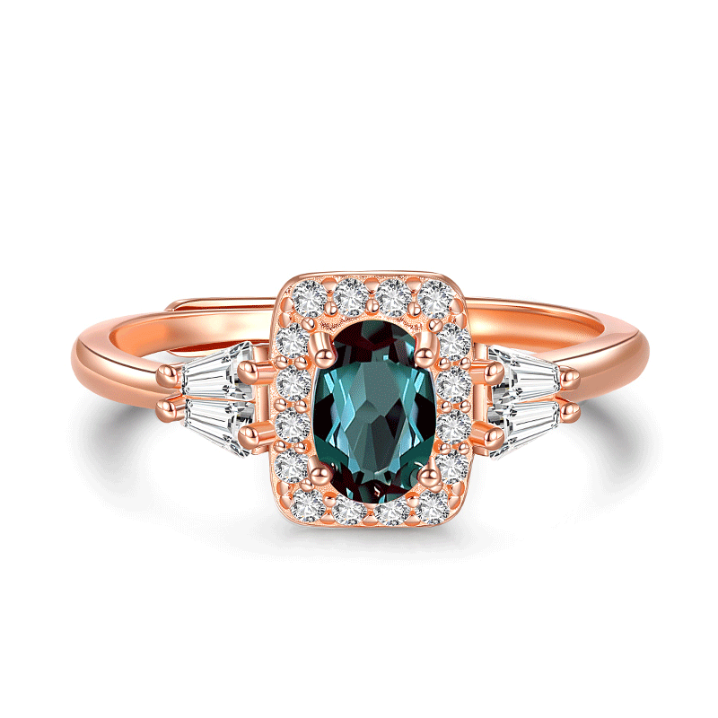 Rose Gold Halo Alexandrite Engagement Ring