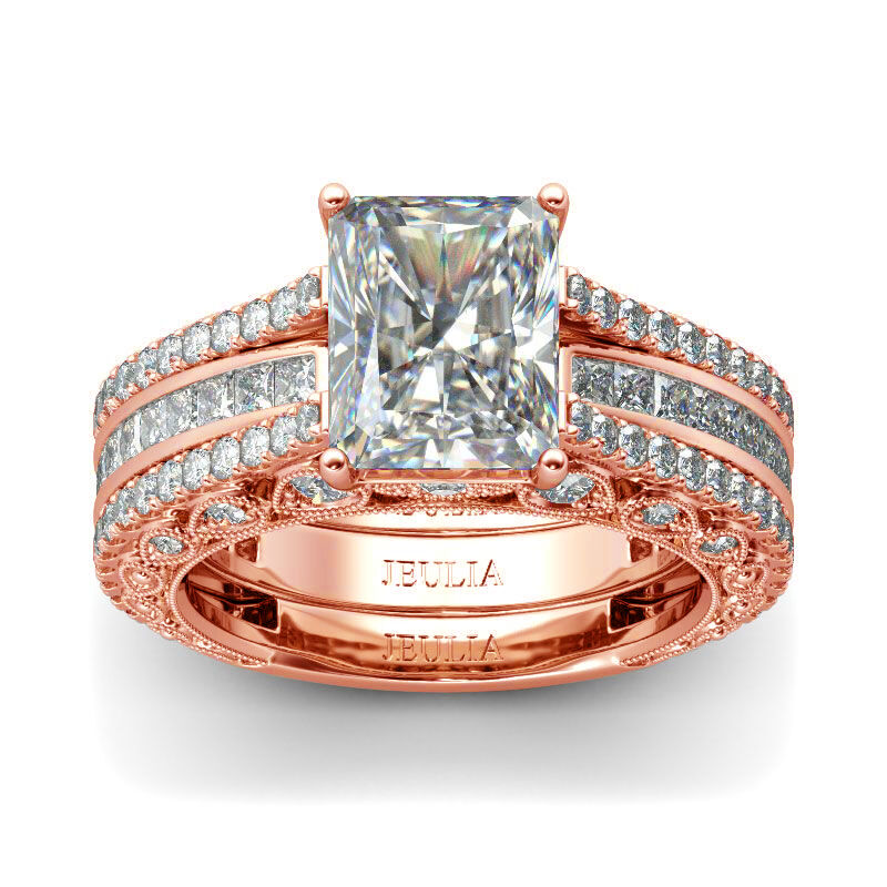 Rose Gold Radiant Cut Bridal Set