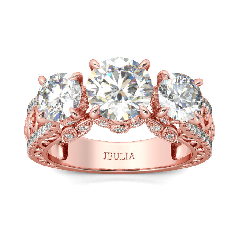 Rose Gold Round Cut Three Stone Ring