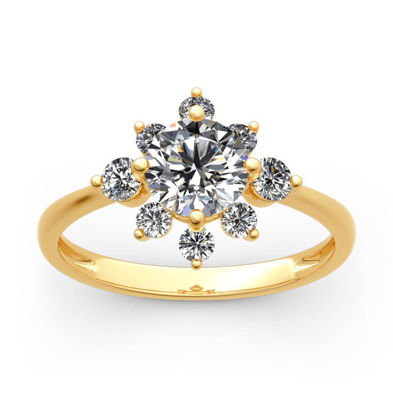 Round Cut Cluster Moissanite Ring