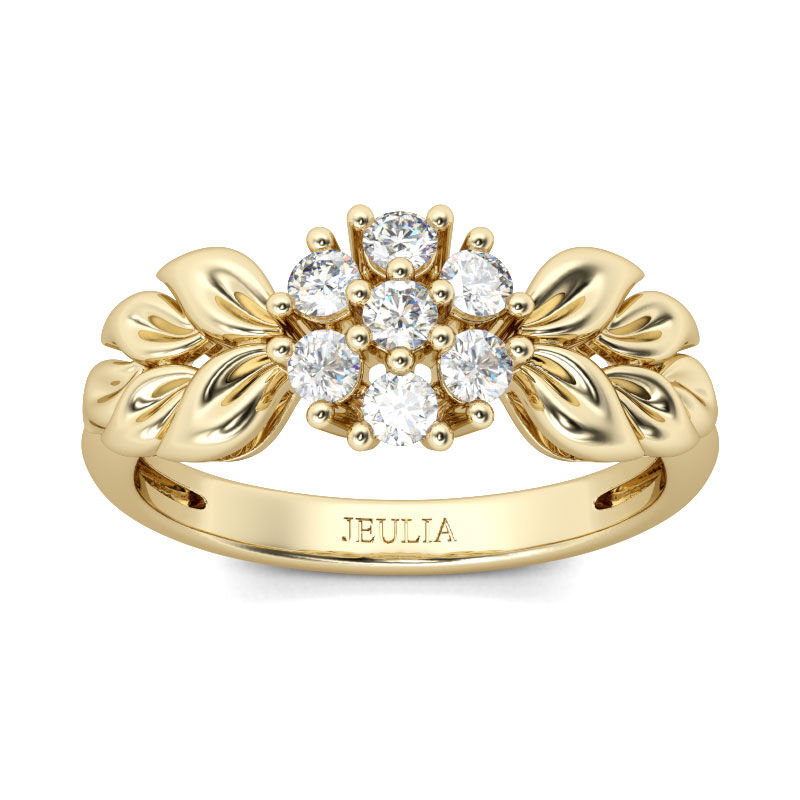 Round Cut Leaf And Flower Ring