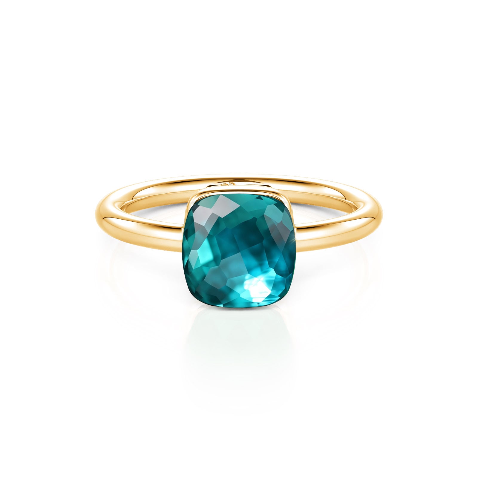 Gold Solitaire London Blue Topaz Ring