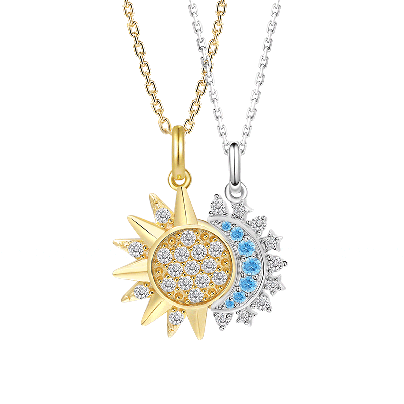Two Tone Sun and Moon Necklace