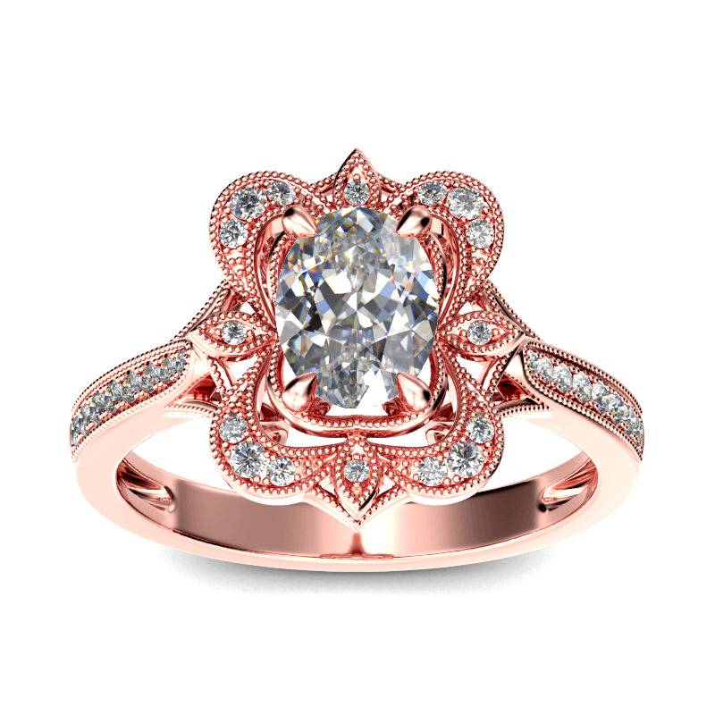 Vintage Oval Cut Moissanite Engagement Ring