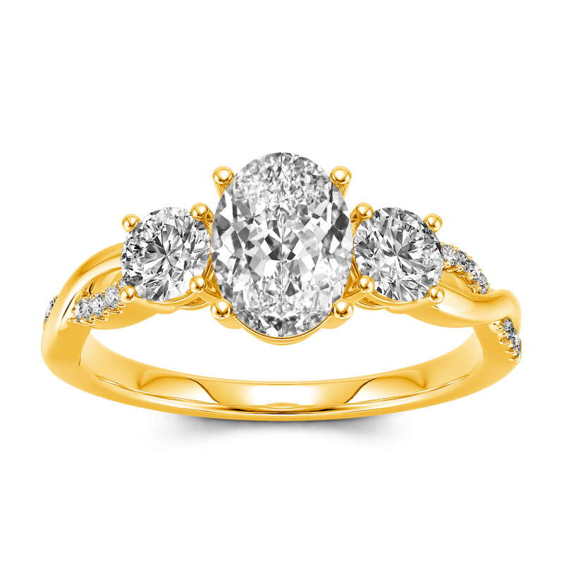 Lab Grown Diamond Rings Yellow Gold Three Stone