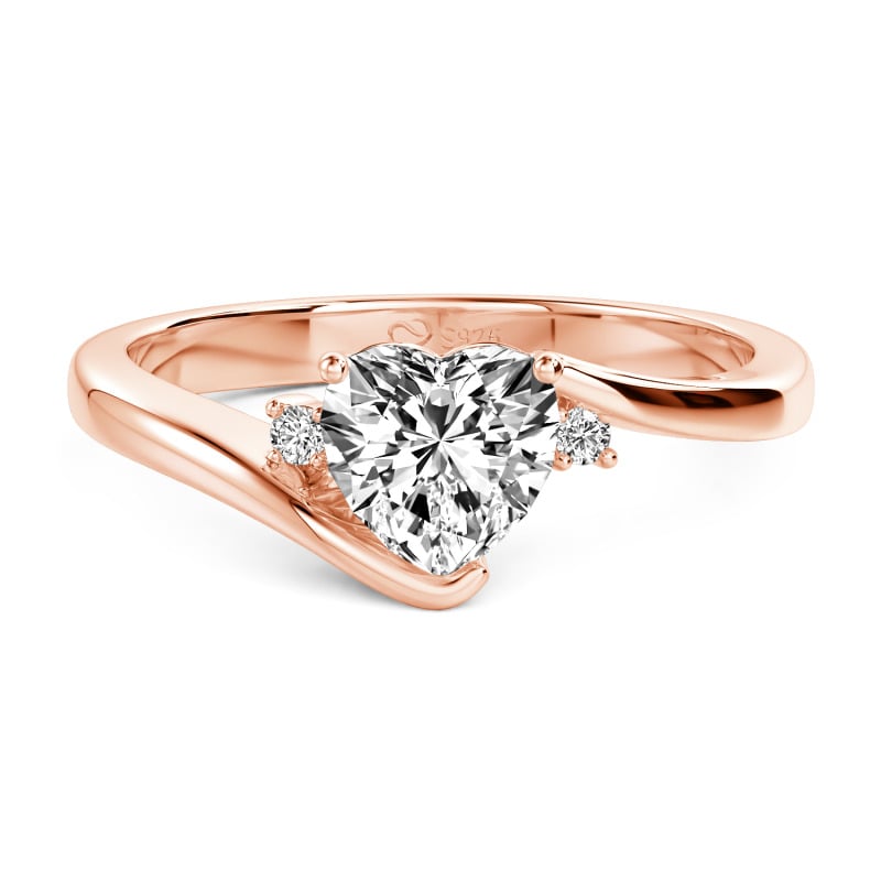 Bypass Heart Lab Grown Diamond Engagement Ring