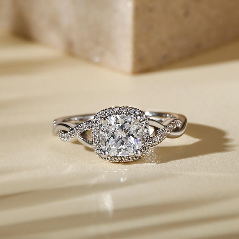 Cushion Cut Halo Engagement Ring