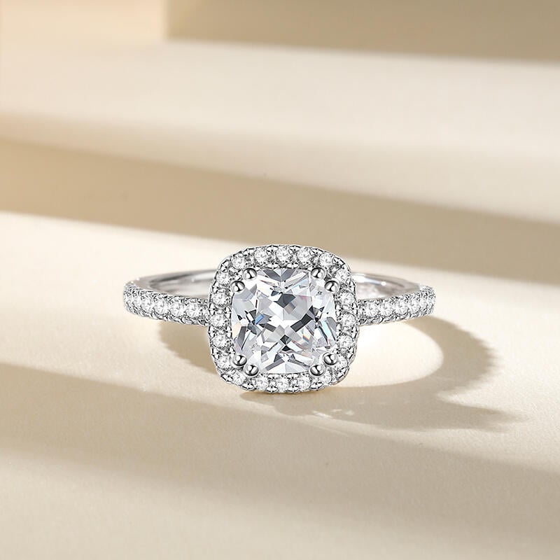 Cushion Cut Halo Engagement Ring