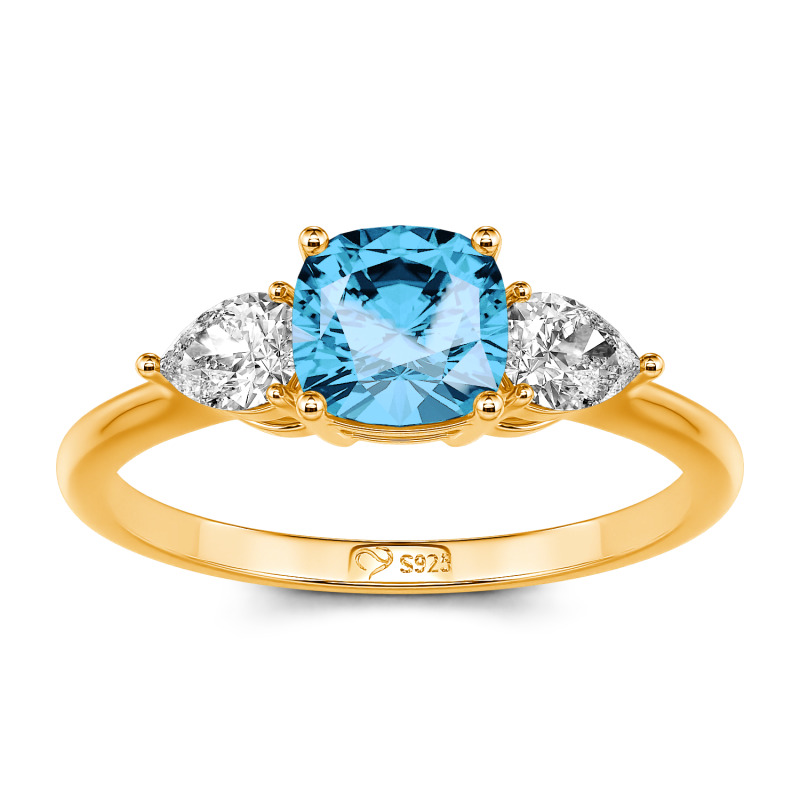 Cushion Cut Three Stone Ring