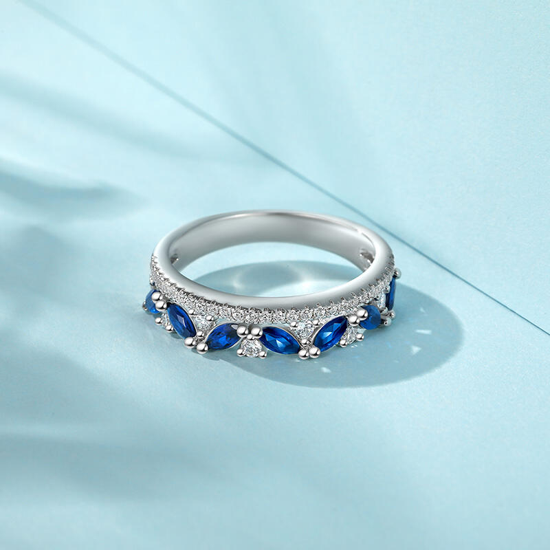Double Row Marquise and Round Cut Eternity Band