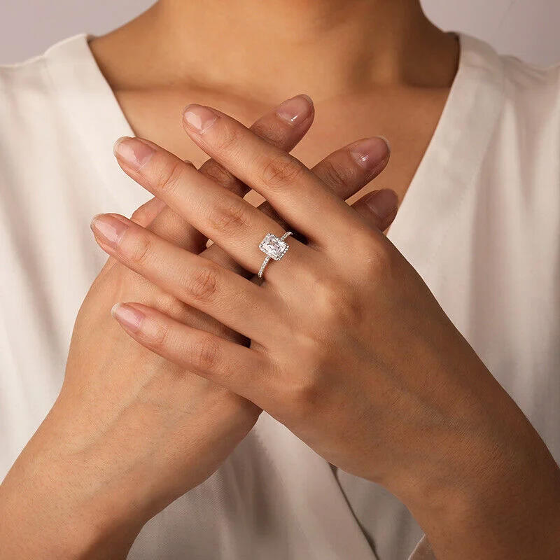 Emerald Cut Halo Engagement Ring